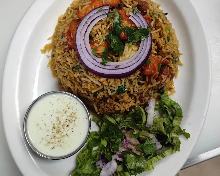 Chicken 65 Biryani - Spicy rice dish at Krishna's Dosa Grill Regina